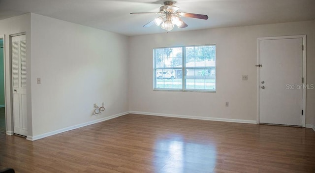 4725 Kayworth Rd, Lake Wales, FL 33898 - unfurnished room with ceiling fan, wood finished floors, and baseboards