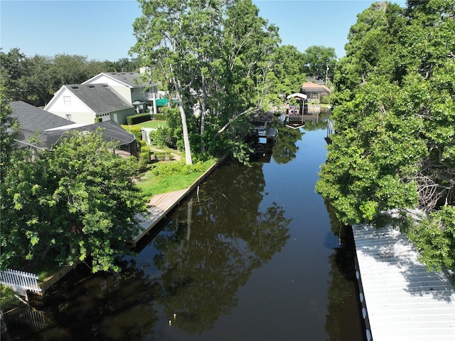 1422 Ave H SW, Winter Haven, FL 33880 - water view with a boat dock and a tree filled landscape