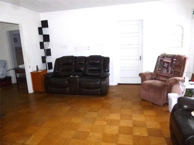 302 S Palm Ave, Frostproof, FL 33843 - living room featuring ornamental molding and light floors