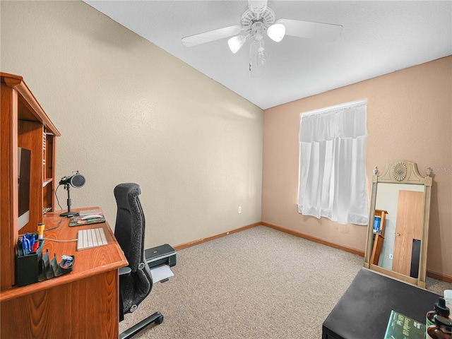 2568 Tall Palm Ave, Lake Wales, FL 33898 - office featuring lofted ceiling, carpet flooring, and a ceiling fan