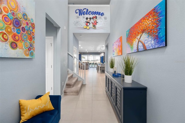 hallway featuring light tile patterned flooring