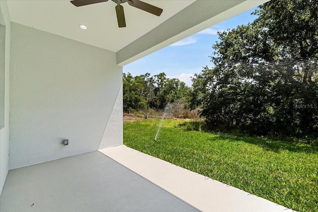 view of patio with a ceiling fan