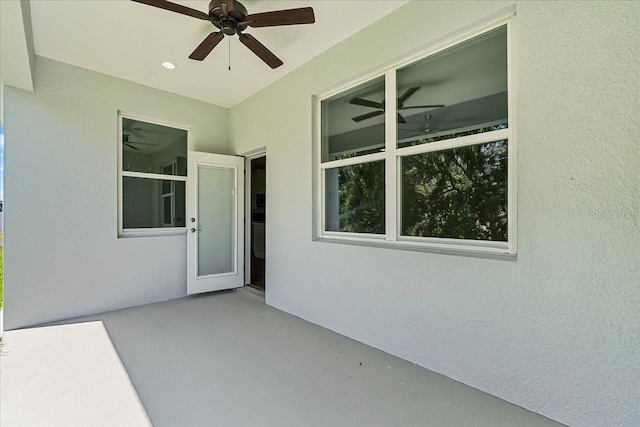 view of patio / terrace with a ceiling fan