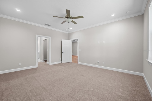 4537 Fairway Oaks Dr, Mulberry, FL 33860 - unfurnished bedroom featuring crown molding, baseboards, recessed lighting, and light carpet