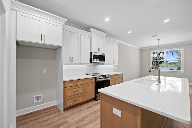 4537 Fairway Oaks Dr, Mulberry, FL 33860 - kitchen with visible vents, a sink, light wood-type flooring, recessed lighting, and stainless steel appliances