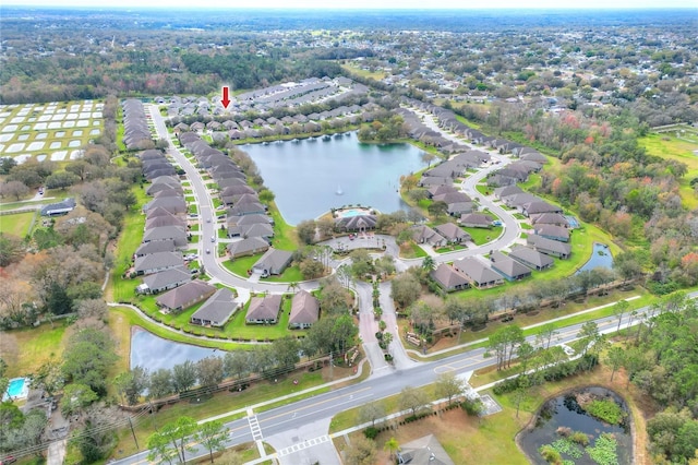 bird's eye view featuring a water view