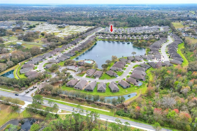 bird's eye view featuring a water view