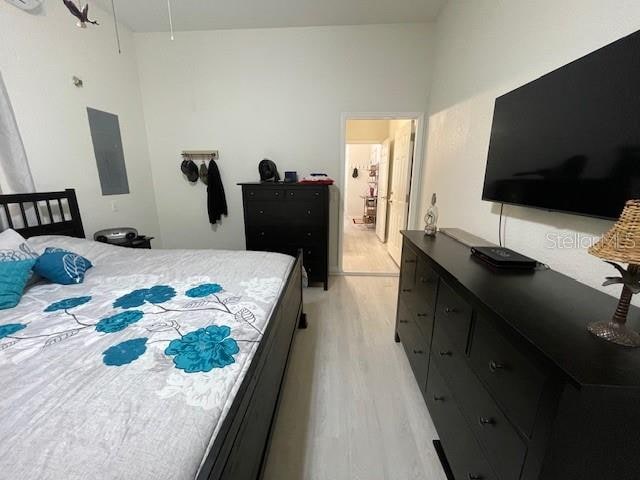 bedroom featuring light wood-type flooring