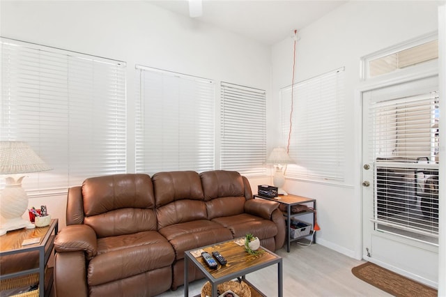 living room with light wood-type flooring