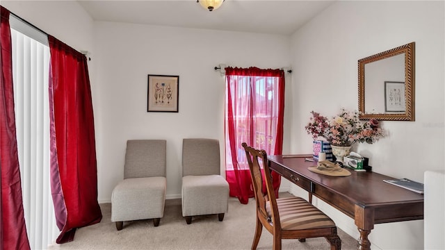 office space with light colored carpet