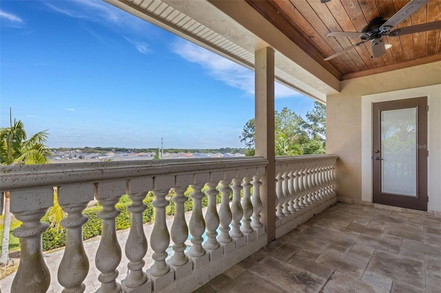 balcony with ceiling fan