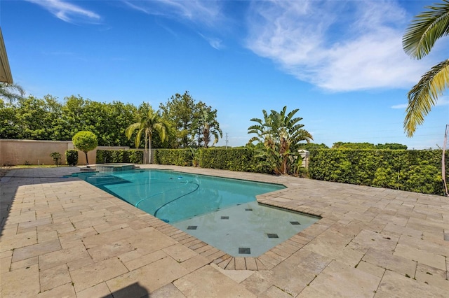 view of swimming pool featuring a patio