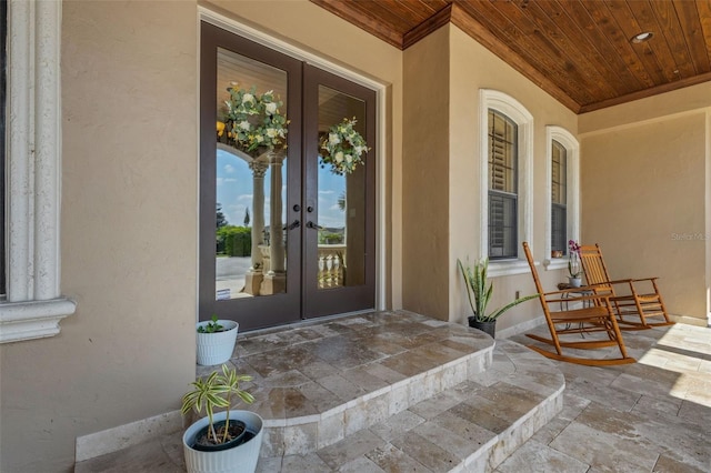 doorway to property with french doors