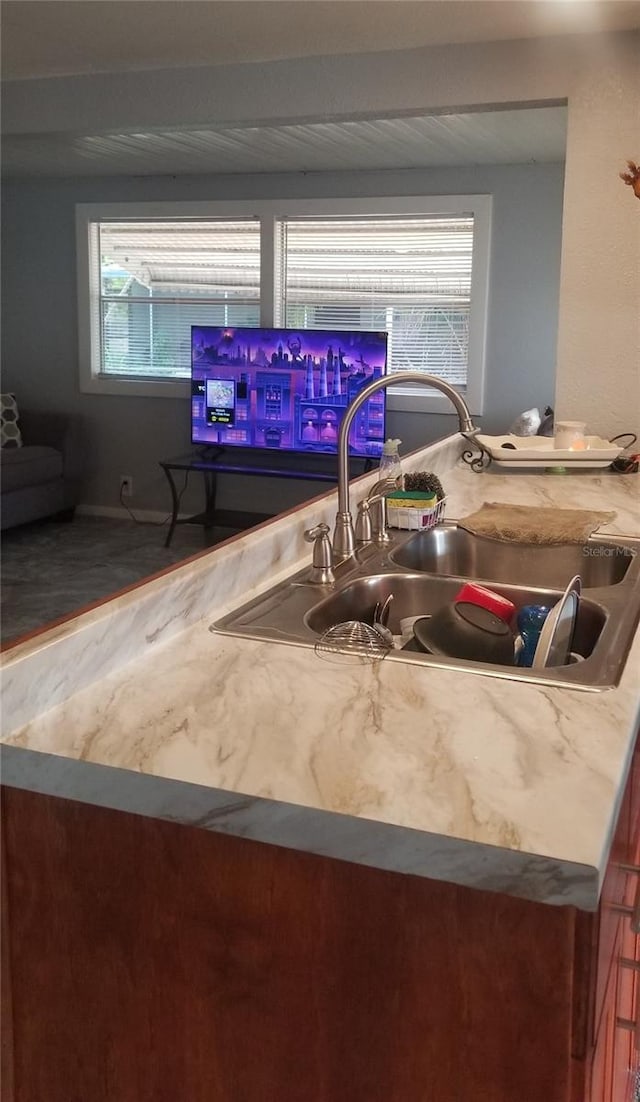 room details with beam ceiling and sink