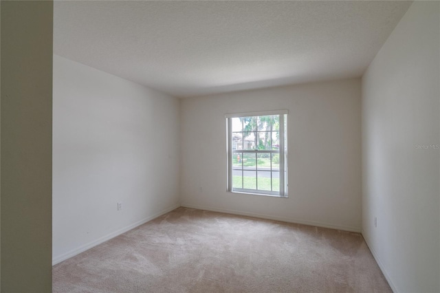 spare room with light carpet and a textured ceiling