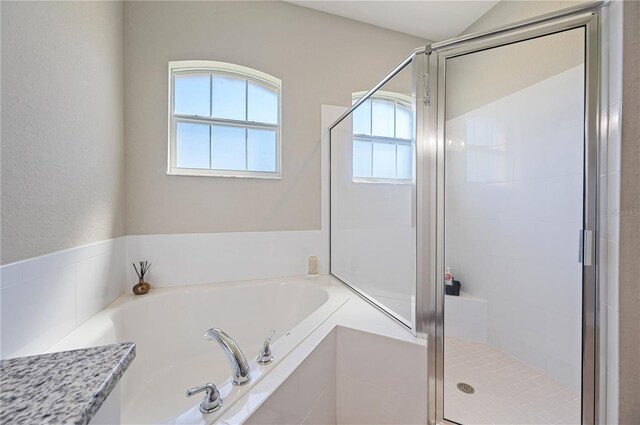 bathroom with independent shower and bath