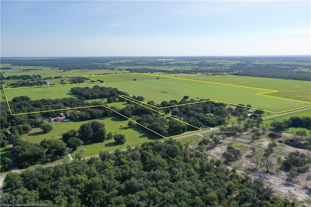 drone / aerial view with a rural view