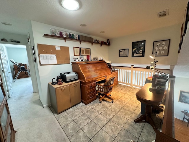 office space featuring light tile flooring