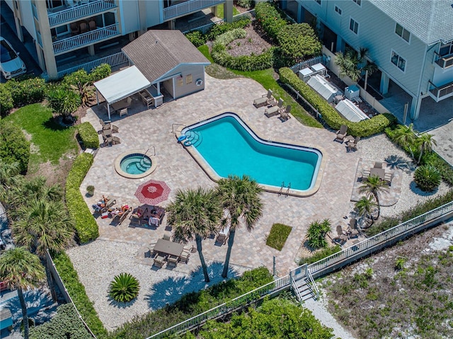 view of swimming pool featuring a patio