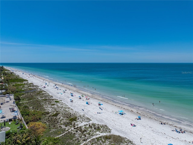 property view of water featuring a view of the beach