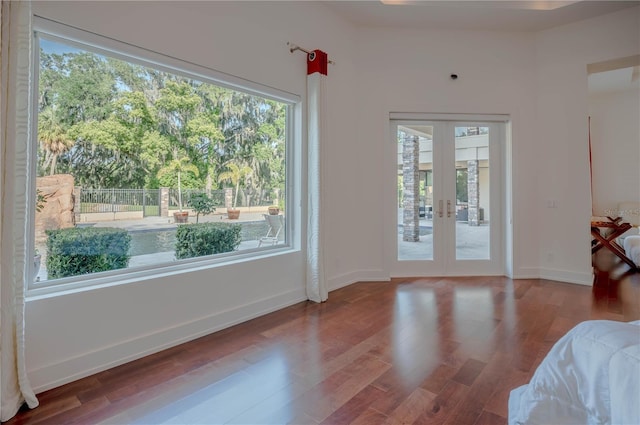 doorway to outside featuring hardwood / wood-style floors, french doors, and a wealth of natural light