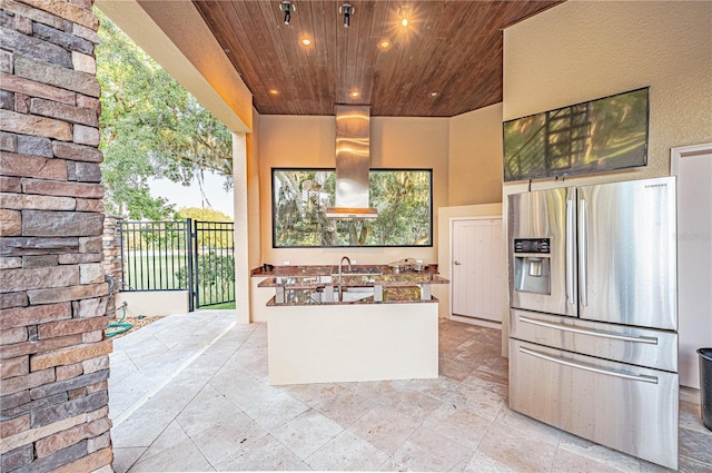 view of terrace with sink