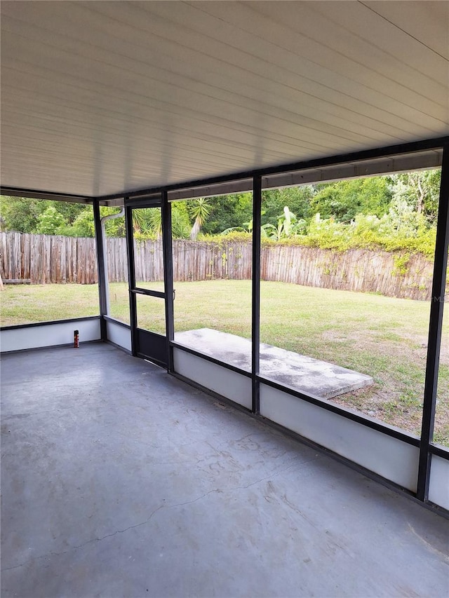 view of unfurnished sunroom