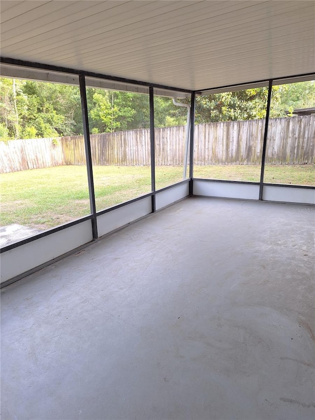 view of unfurnished sunroom