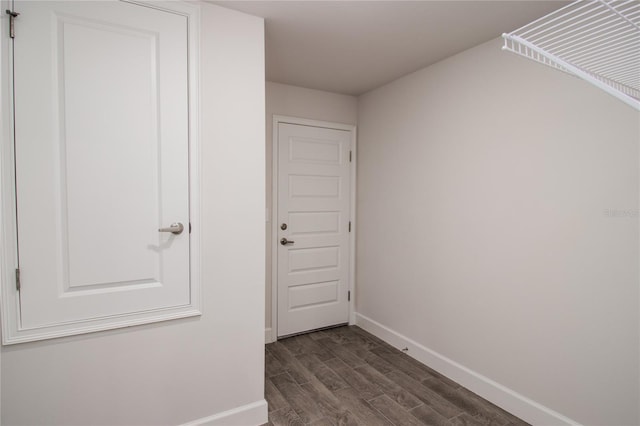 interior space with dark hardwood / wood-style flooring