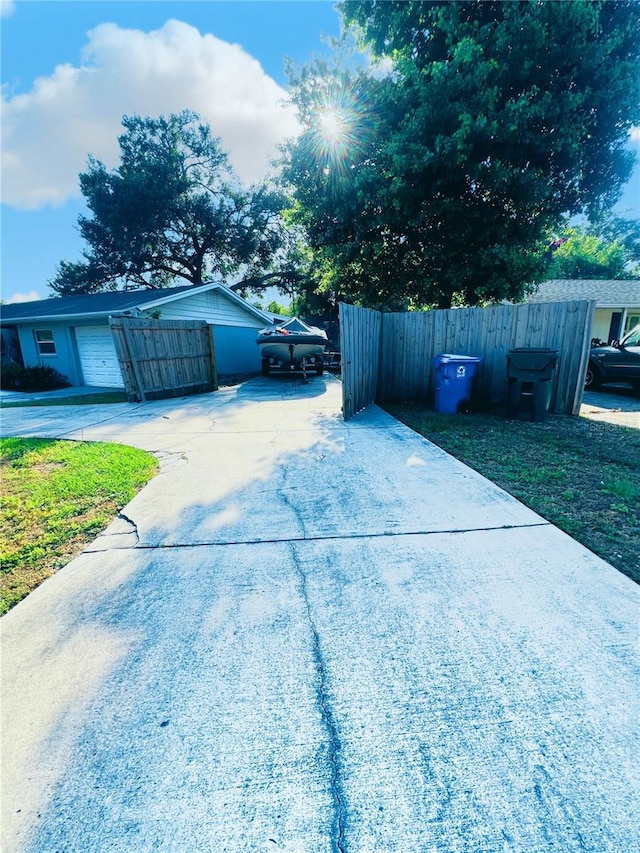 exterior space featuring a garage