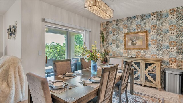 view of carpeted dining area