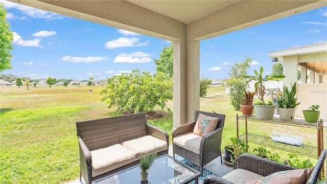 view of terrace featuring an outdoor living space