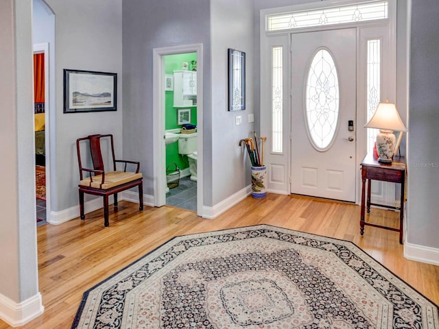 entrance foyer with wood-type flooring and plenty of natural light