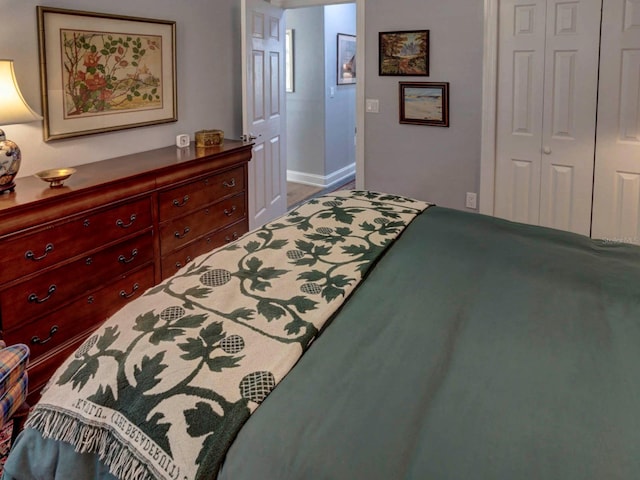 bedroom featuring a closet and hardwood / wood-style flooring