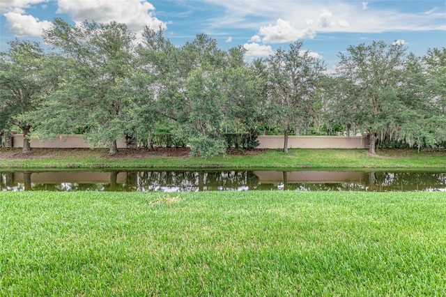 view of yard with a water view