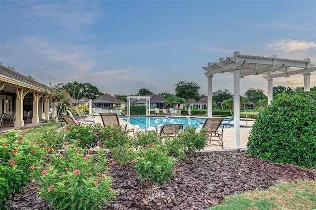 view of pool featuring a pergola