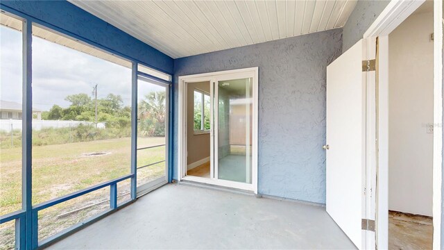 view of unfurnished sunroom