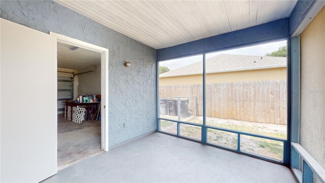 view of unfurnished sunroom