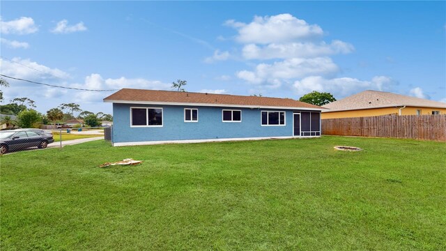 rear view of house with a lawn