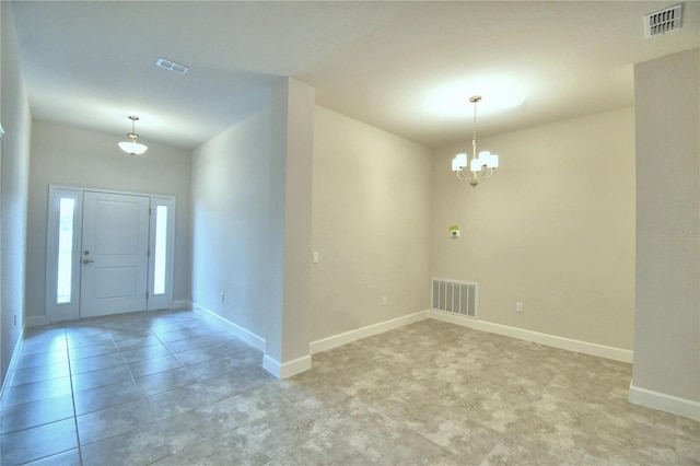 interior space with an inviting chandelier