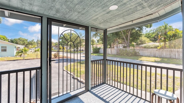 view of unfurnished sunroom