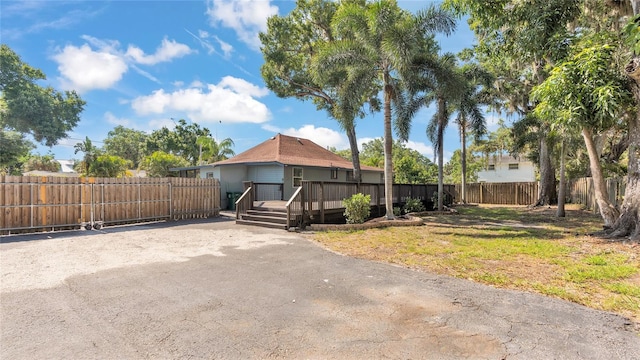 view of front of property with a deck