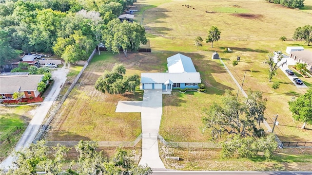 aerial view with a rural view