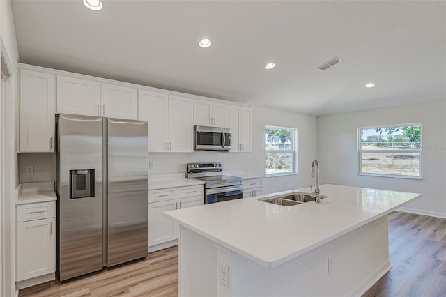 kitchen featuring sink, white cabinets, and stainless steel appliances