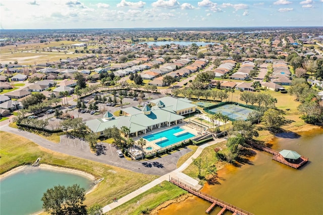 bird's eye view featuring a water view