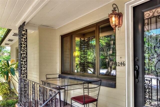 exterior space featuring covered porch