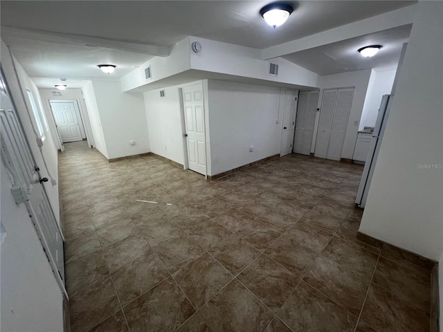 interior space featuring white refrigerator