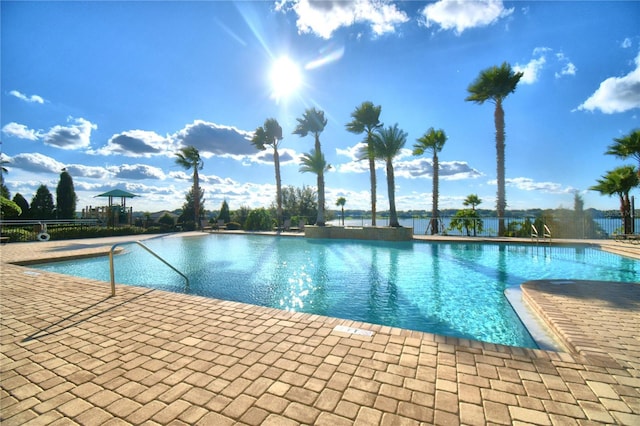 community pool with a patio