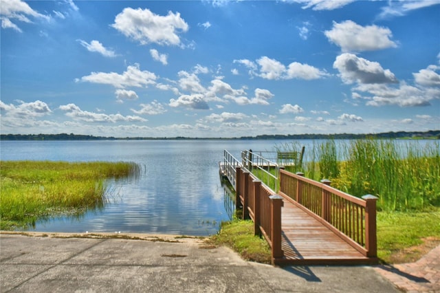 view of dock featuring a water view