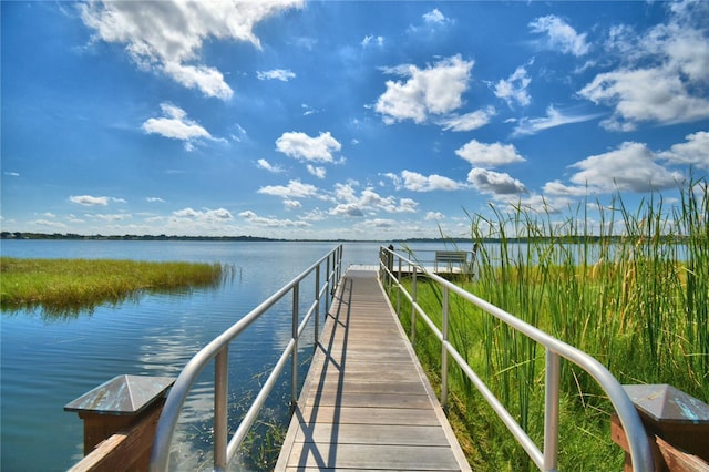 view of dock featuring a water view